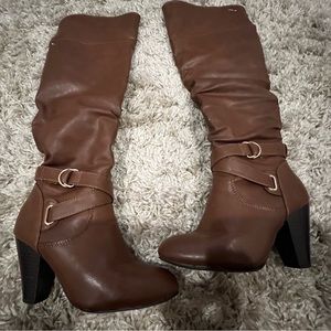 Rampage Ellesandra Women's Dress Boots, Cognac Smooth Size 5, M Half-zip closure